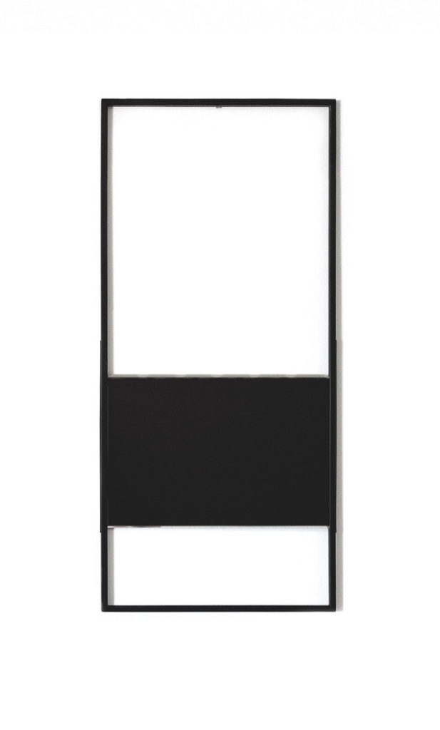 Black-mirror N.1 – 2017, liquid Crystal Display, galvanized iron with powder coating paint, cm 93 x 43 ph. Serenza Zanchi and Stefano Ciannamea