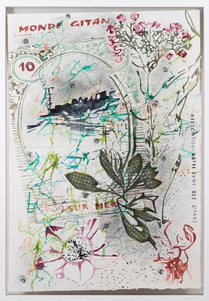Les fleurs des rues_5, 2020, mixed media on paper, cm 108 x 155