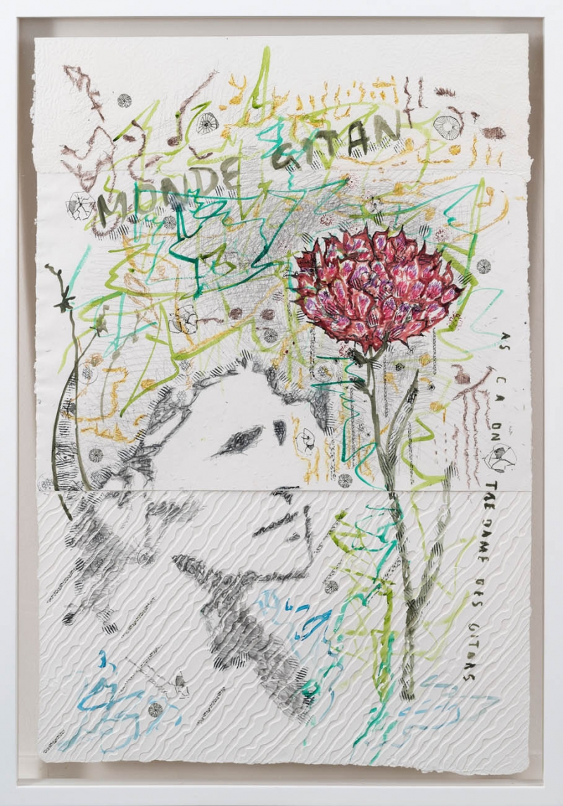 Les fleurs des rues_1, 2020, mixed media on paper, cm 64 x 91