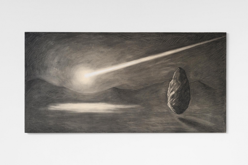 Panspermia (lapis), 2020, carchoal and pastel on canvas applied on wood, cm 99 x 199. ph Giorgio Benni