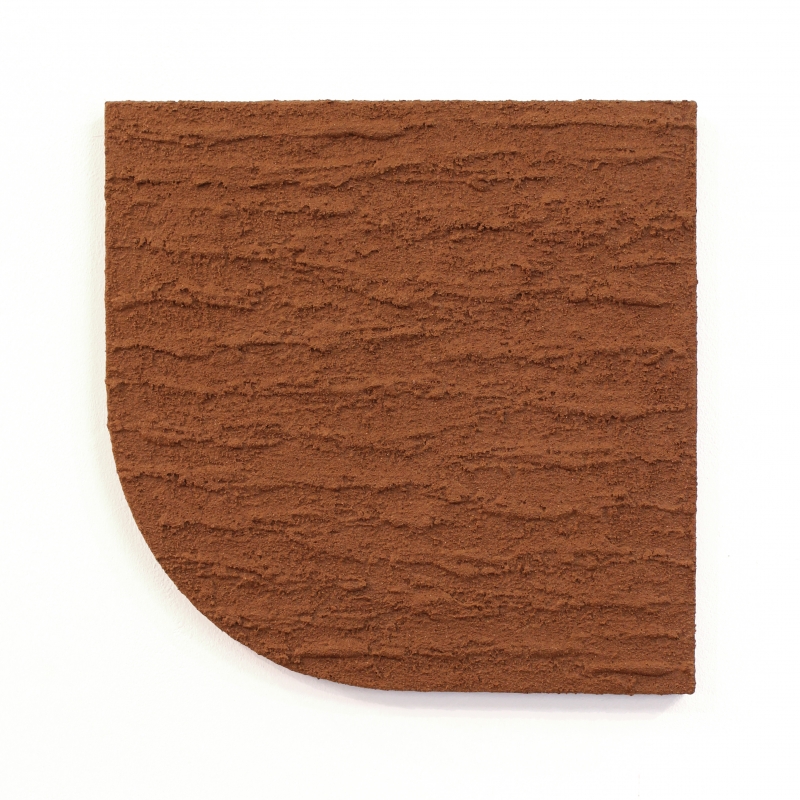 Portrait of Mars (Squaring the circle), 2020, soil chemically made in the laboratory on wooden board, cm 50 x 50