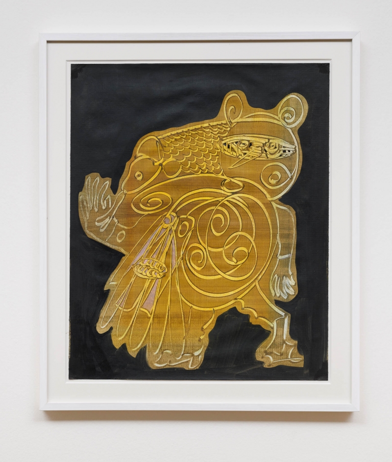 Oro Negro series, 2025. Acrilico, pennarello e inchiostro su tela di polietilene,, cm 59 x 50